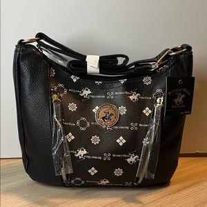 Beverly Hills Polo Club Black and Gold Shoulder Bag